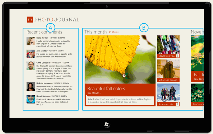 Ansichtszustände in der Windows Store-App.