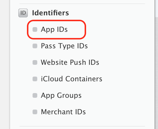 Auswählen der App-ID im Developer Center