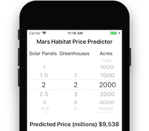 Screenshot des Mars Habitat Price Predictor-Beispiels