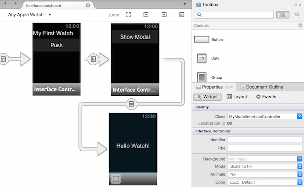 Das Storyboard im Designer