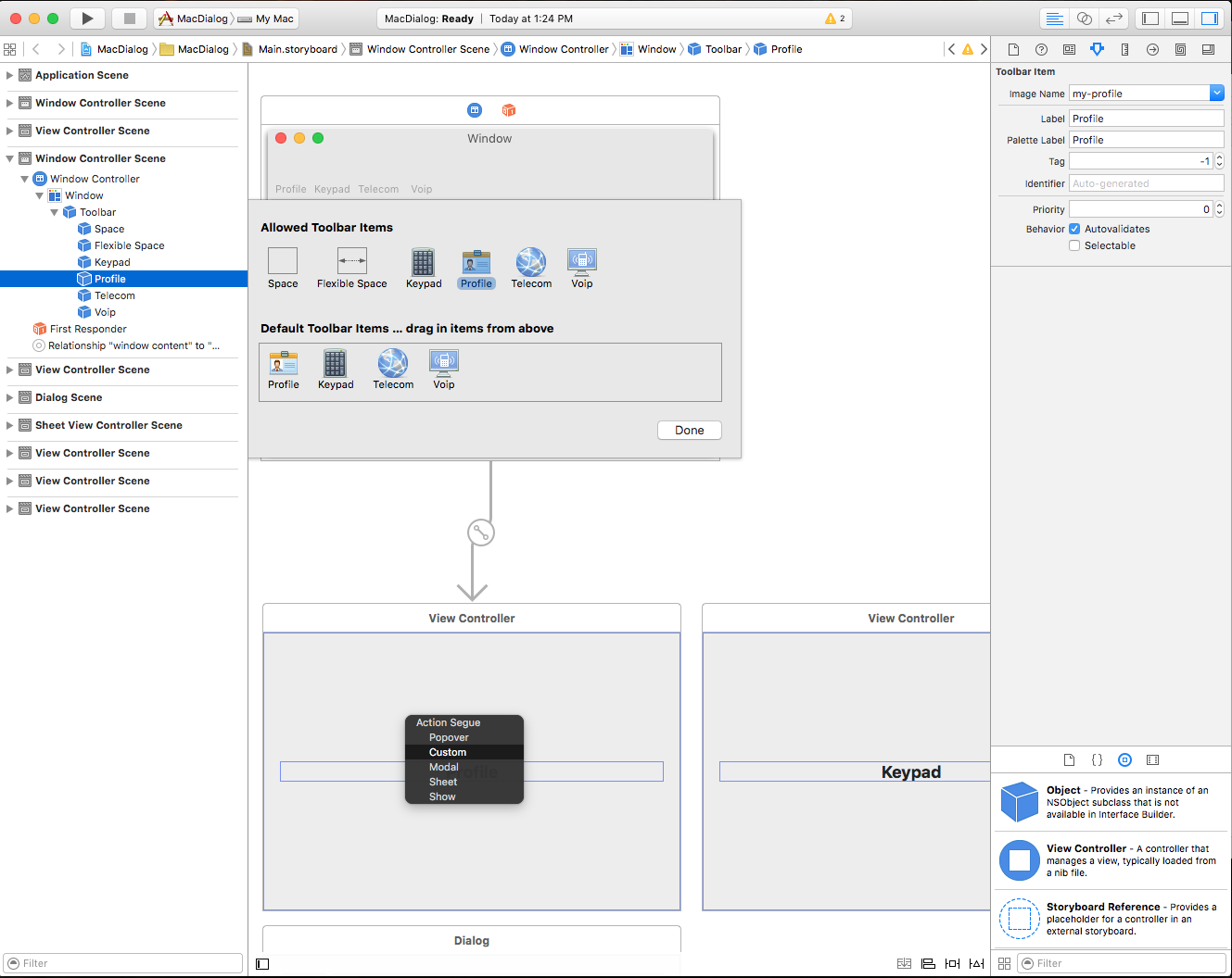 Festlegen eines benutzerdefinierten Segue-Typs.