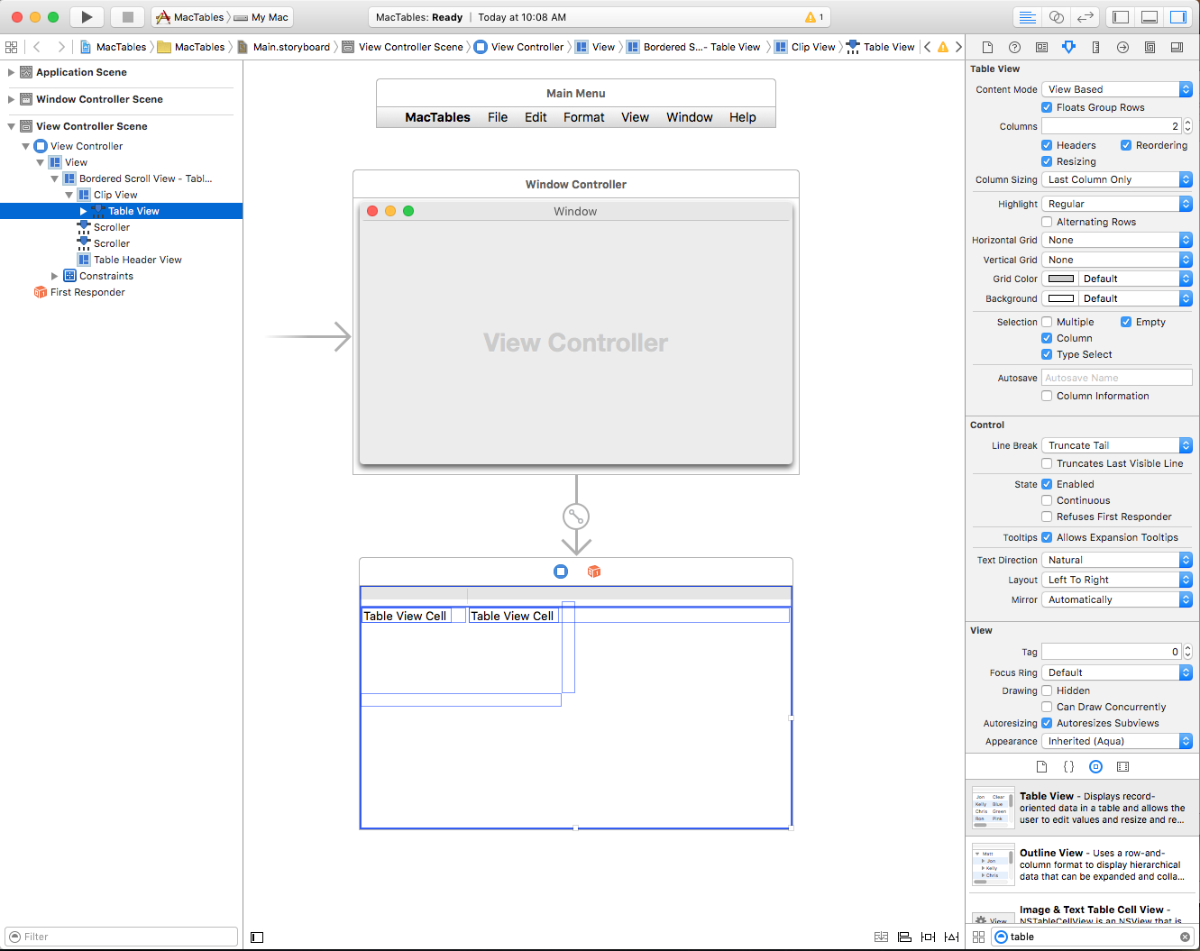 Screenshot der eigenschaften, die im Attributinspektor verfügbar sind.