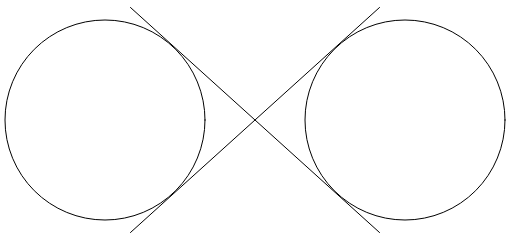 Zwei Kreise mit Tangenslinien