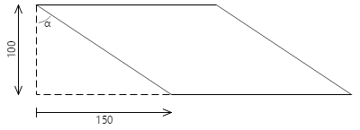 Die Auswirkung der Neigungstransformation auf ein Rechteck mit einem schrägen Winkel, der angegeben ist