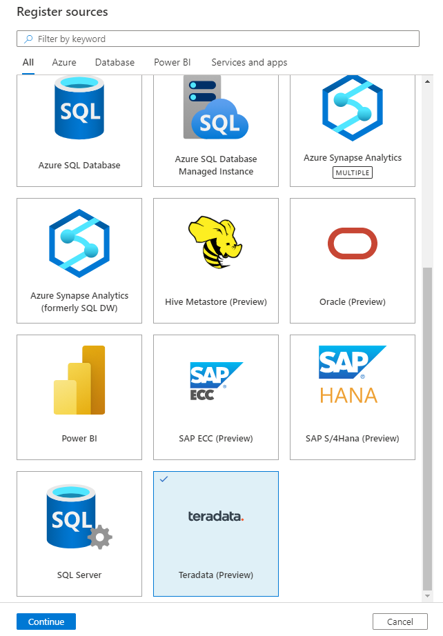 Teradata-Optionen registrieren