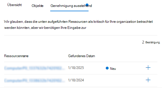 Screenshot der Registerkarte 