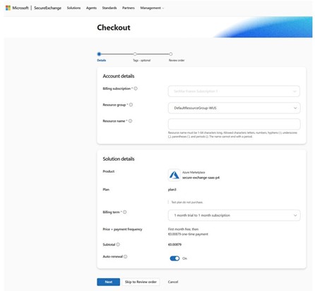 Screenshot des Auscheckbildschirms während eines Kaufs.