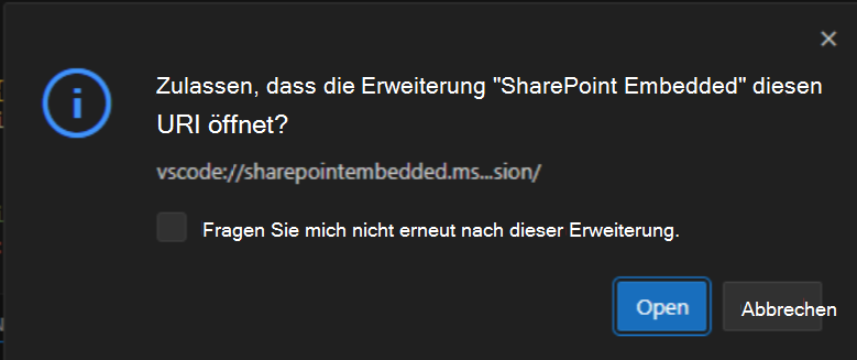 Autorisieren und Authentifizieren der Erweiterung für Ihren M365 Entra-Mandanten