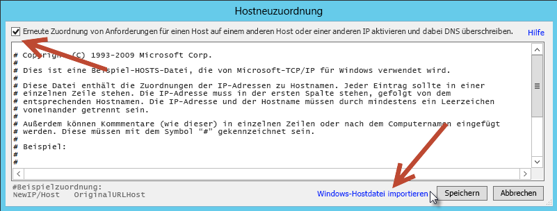 Abbildung 5: UI zur Nutzung der lokalen HOSTS-Datei