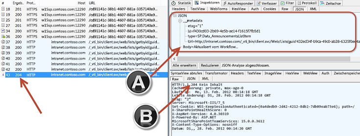 Abbildung 12: Aktualisieren des Listenelements in SharePoint