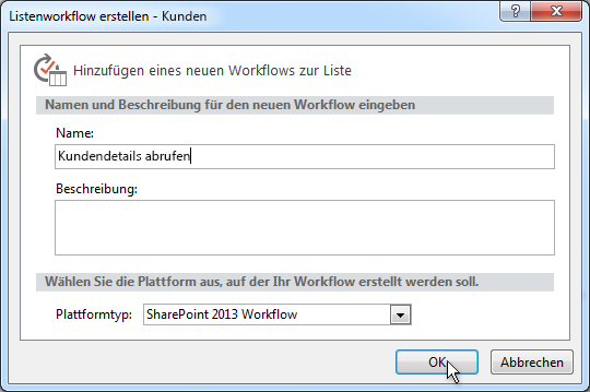 Figure 3. Creating a new List Workflow using SP