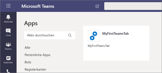 Benutzerdefinierte SPFx Microsoft Teams-App wird als Option angezeigt