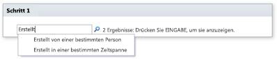Schlüsselwörter eingeben, um Liste zugehöriger Aktionen anzuzeigen.