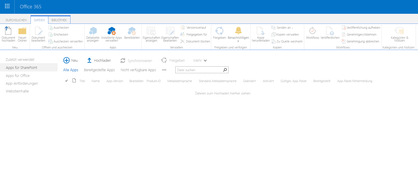 Mandanten-App-Katalog im Webbrowser