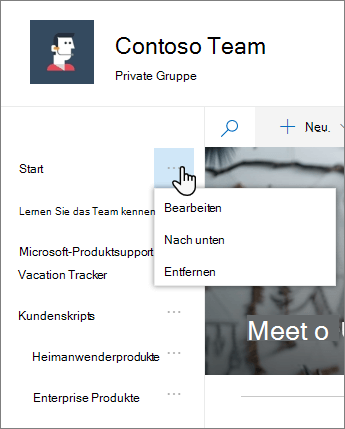 Bild der Menüoptionen