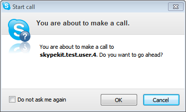 Dialog box prompting user to allow a Skype call