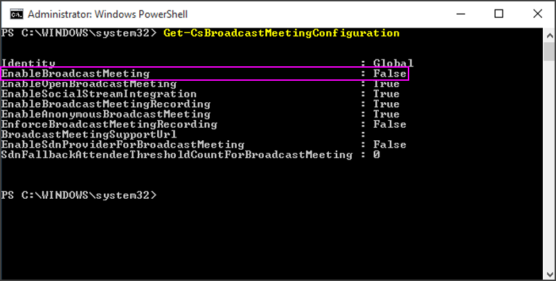Skype Meeting Broadcast: Cmdlet 