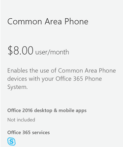 Screenshot der Common Area Phone-Lizenz.