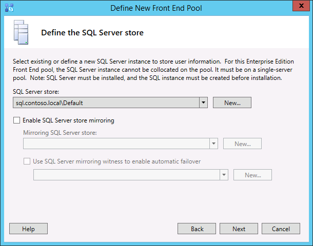 SQL Server-Speicher erstellen