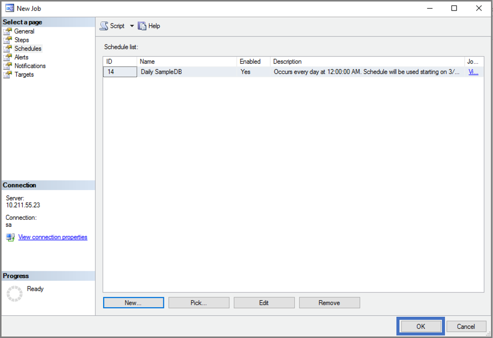 Screenshot: Dialogfeld „Neuer Auftrag“ mit umrandeter Option „OK“