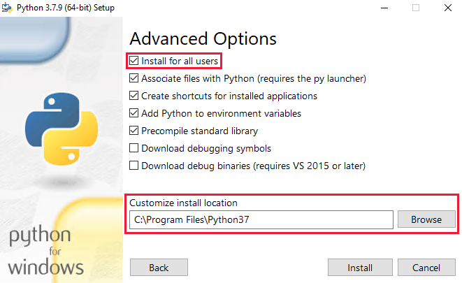 Python 3.7-Installation: Für alle Benutzer installieren