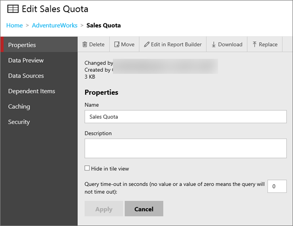 Screenshot: Bildschirm „Eigenschaften“ des Dialogfelds „Company Sales bearbeiten“