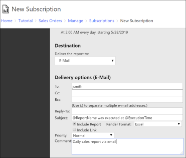 Screenshot of an email subscription.