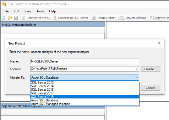 Screenshot: Option „Neues Projekt“