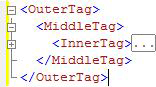 Screenshot des XML-Codes mit ausgeblendetem inneren Knoten.