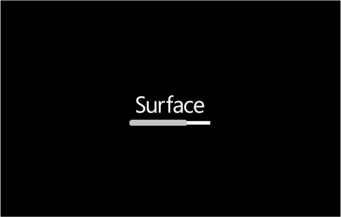 Surface TCON-Firmware mit hellgrauer Statusanzeige.