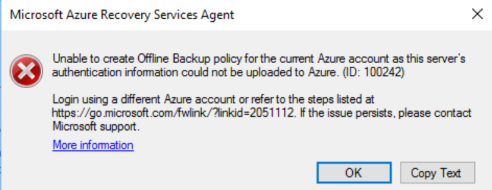 Screenshot des Azure Recovery Services-Agents.