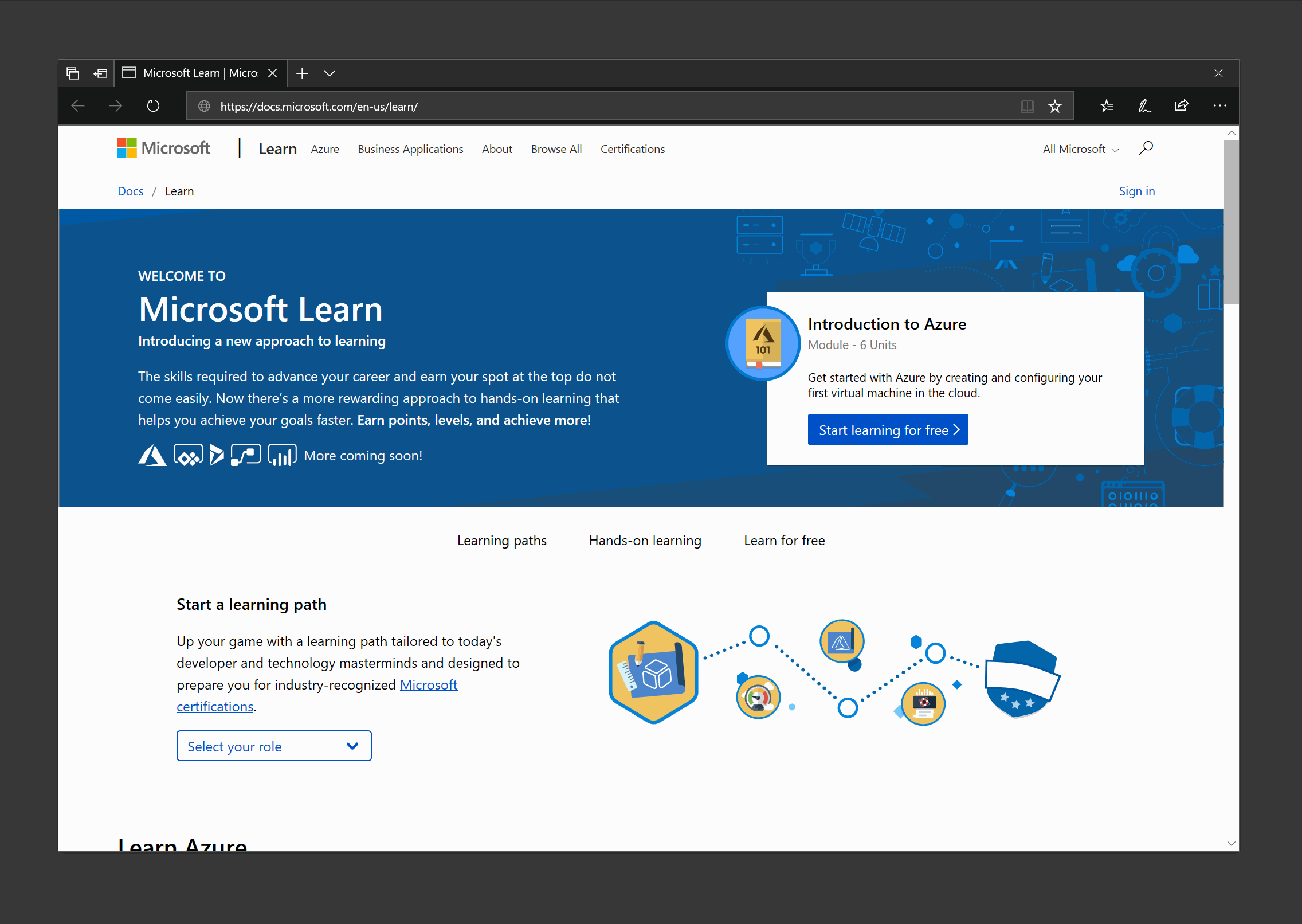 Kurzer Überblick über die Microsoft Learn-Oberfläche