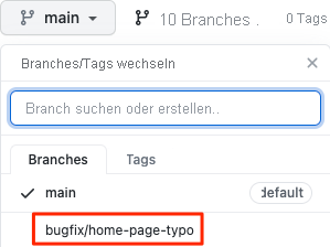 Screenshot of GitHub showing the recently pushed branch.