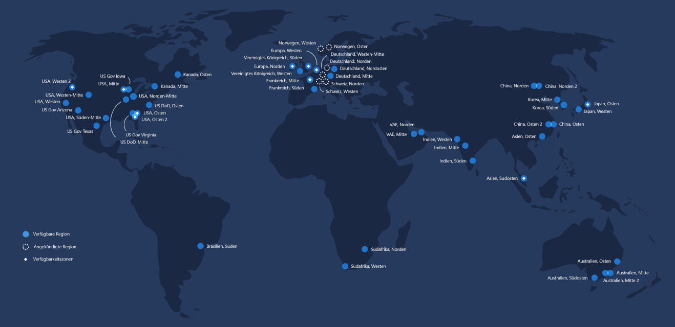 Abbildung 1.11: Microsoft Azure-Regionen.