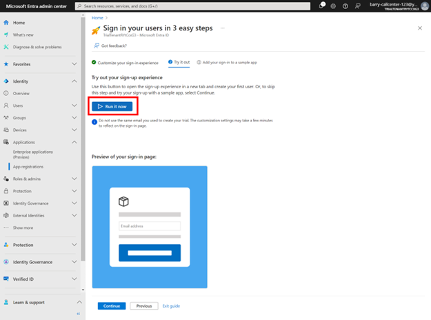 Screenshot einer hervorgehobenen Schaltfläche mit der Bezeichnung „Jetzt ausführen“.