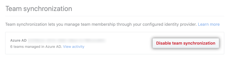 Screenshot der Organisationseinstellung zum Deaktivieren der Teamsynchronisierung.