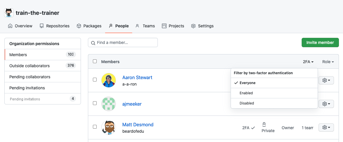 Screenshot: Kontosicherheitseinstellung.