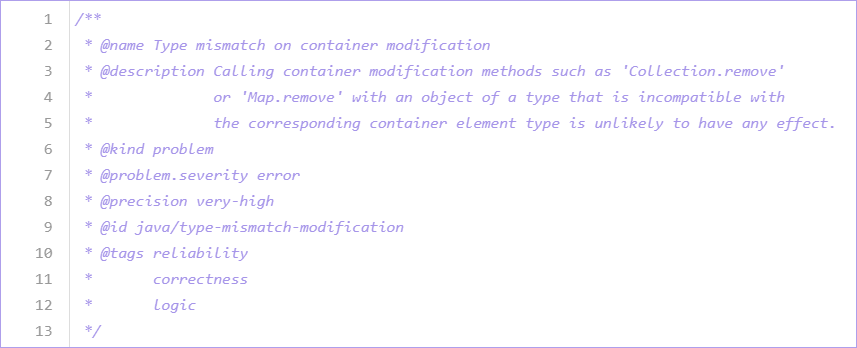 Screenshot mit Abfragemetadaten.