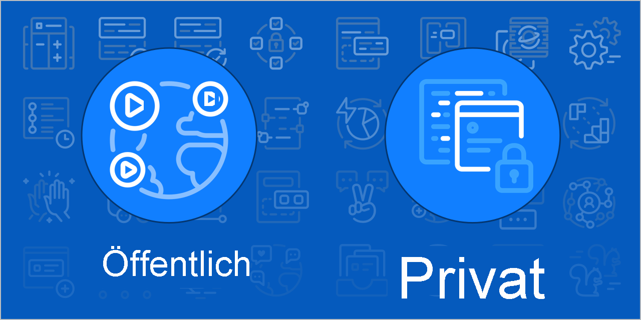 Diagramm, das die beiden Sichtbarkeitsoptionen für eine Aktion anzeigt: öffentlich oder privat.