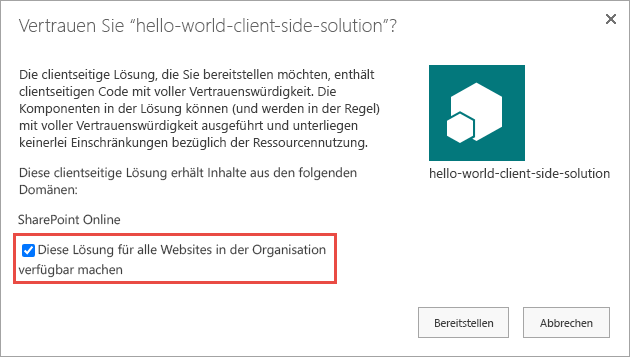 Screenshot des klassischen Vertrauens-Dialogfeldes.