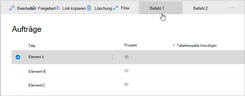 Screenshot eines Beispiel-Befehlssatzes.