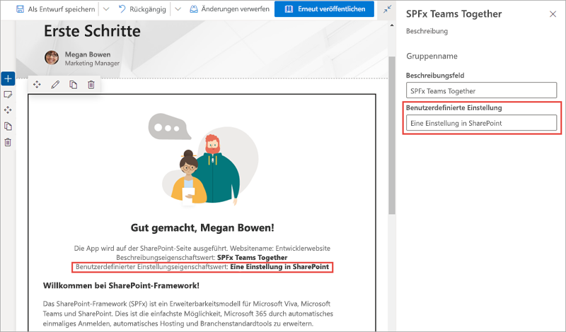 Screenshot der SPFx-Lösung in SharePoint