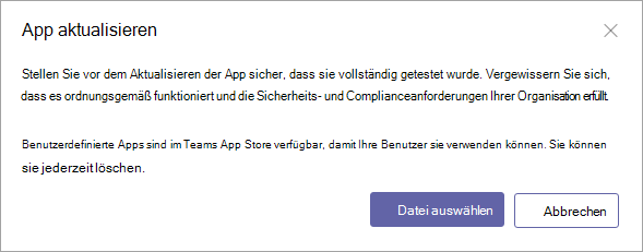Screenshot des Dialogfelds „App aktualisieren“