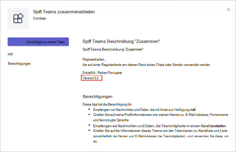 Screenshot des Dialogfelds „SPFx Teams Together“