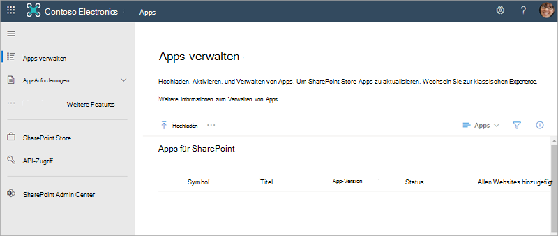 Screenshot des modernen App-Katalogs.
