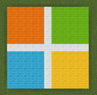 Screenshot einer Pixelversion des microsoft-Logos, das in Minecraft Education erstellt wurde.