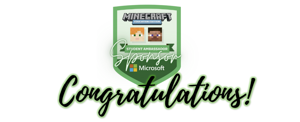 Illustration of the Minecraft Student Ambassador trophy with the word: Congratulations.