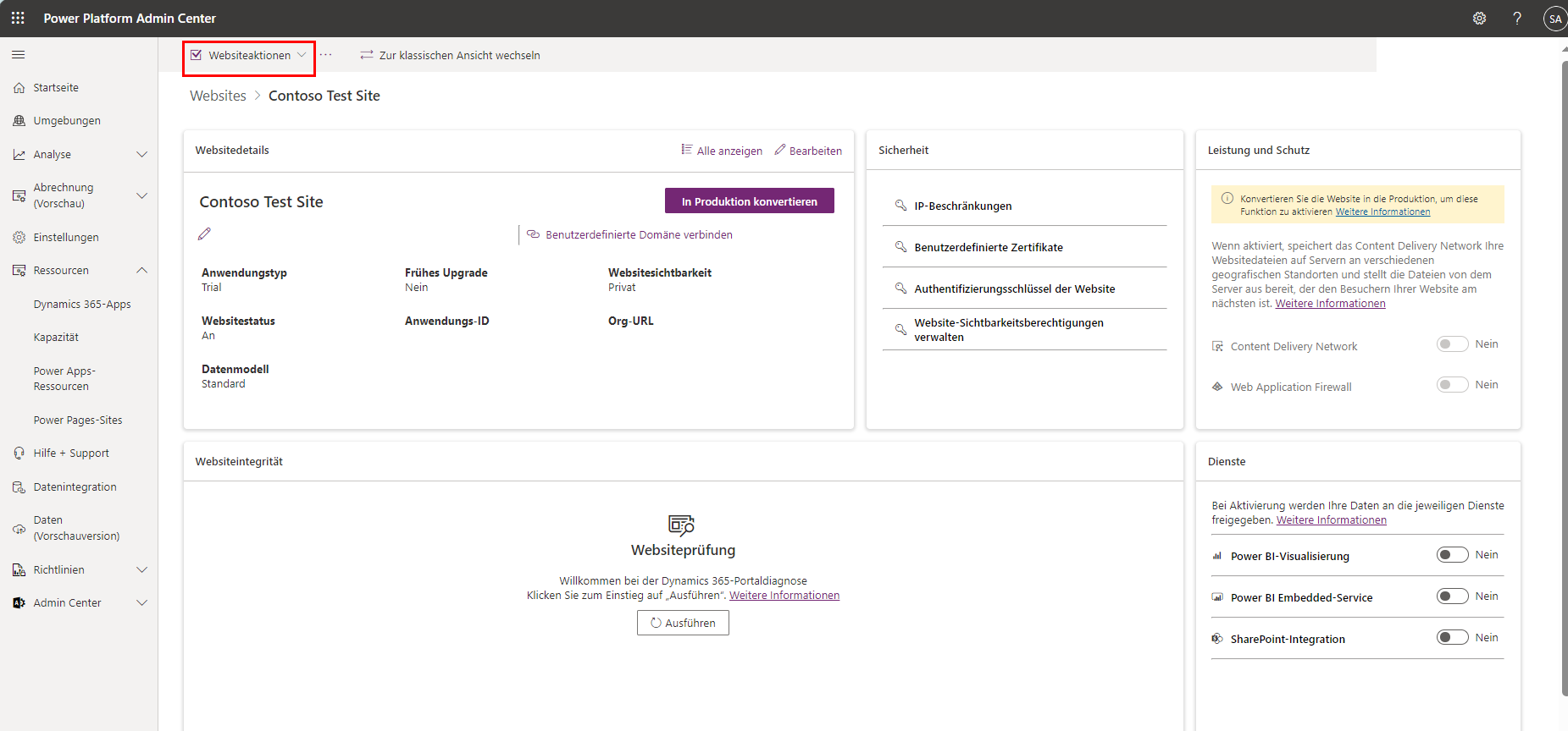 Screenshot der Websites