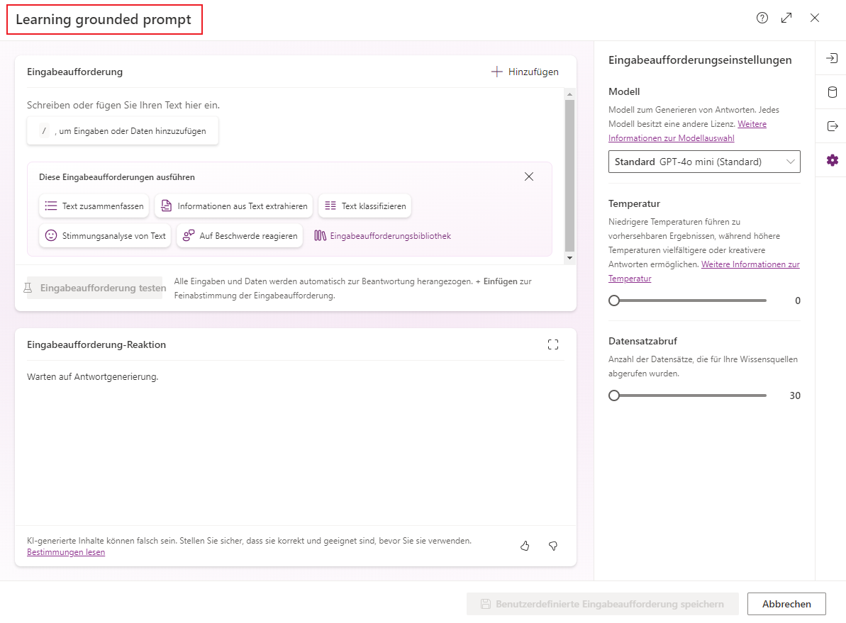 Screenshot des Felds „Name“ mit dem eingegebenen Eingabeaufforderungsnamen