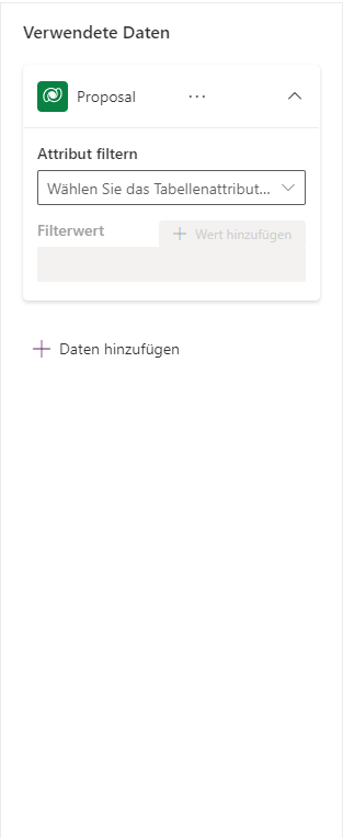 Screenshot der Eingabeaufforderungseinstellungen mit der Registerkarte „Verwendete Daten (Vorschau)“